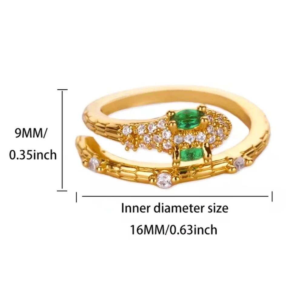 Gold Snake Ring with Emerald Accents - Picture 3 of 4